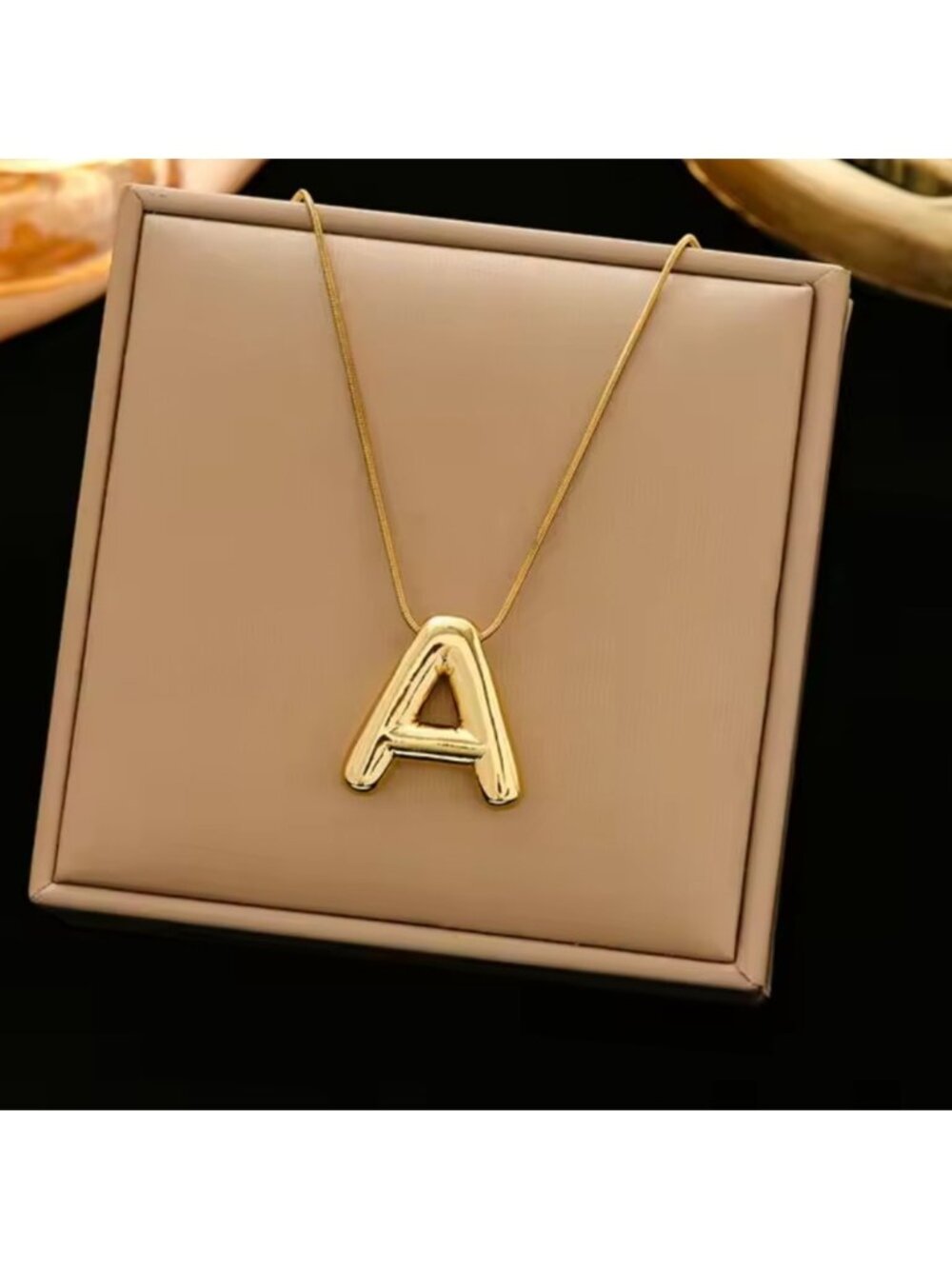 Gold Initial 'A' Pendant Necklace